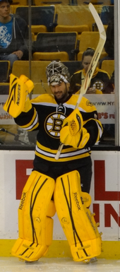 Turco with the Boston Bruins in March 2012. MartyTurcoBruin2.png