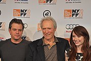 With Matt Damon (left) and Clint Eastwood (middle) at the New York Film Festival (2 December 2009)