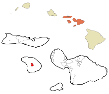 Maui County Hawaii Eingemeindete und nicht eingetragene Gebiete Lanai City Highlighted.svg