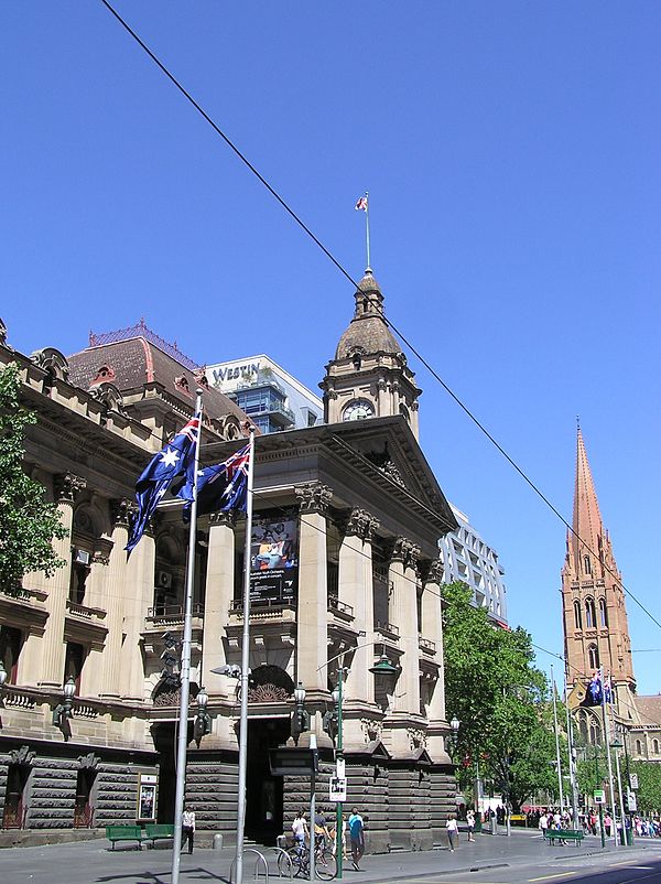 Melbourne Town Hall on Swanston Street built 1870–1887