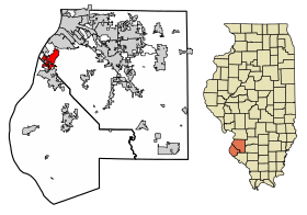 Monroe County Illinois Incorporated and Unincorporated areas Dupo Highlighted.svg