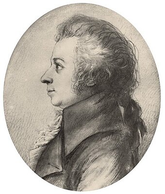 Drawing of Mozart in silverpoint, made by Doris Stock in April 1789