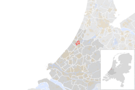 Locatie van de gemeente Oegstgeest (gemeentegrenzen CBS 2016)