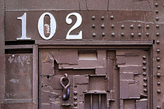 An artistic steel door in Soho. New York City 2005