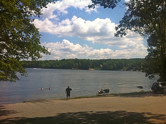 Narragansett Trail -Wyassup Lake boat launch and public access lot on Wyassup Lake Road.