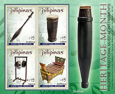 Sulibao (right) on a 2016 stamp sheet of the Philippines National heritage month Philippine musical instruments 2.jpg