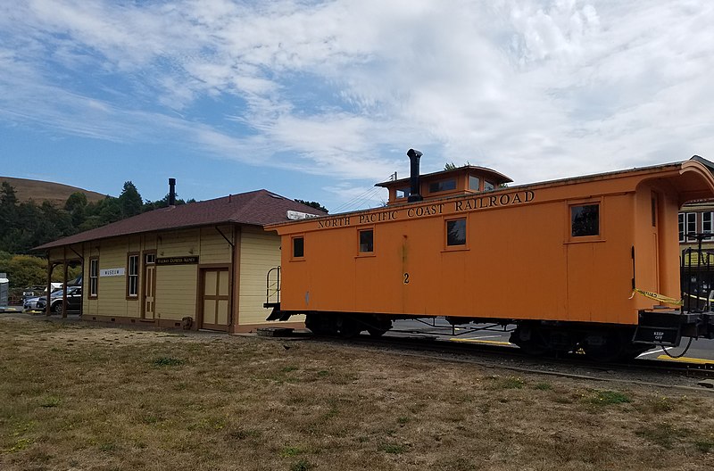 File:North Pacific Coast Railroad caboose preserved at Duncans Mills depot.jpg