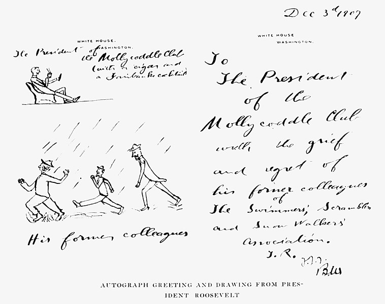 File:Note and cartoon from Theodore Roosevelt to George von Lengerke Meyer.jpg