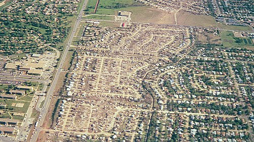 Aerial view of Del City after the tornado