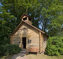 A replica of the Old Mission for which the peninsula is named. Old-mission.jpg