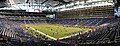 A wide angle view of Ford Field before a Detroit Lions game.