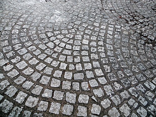 Paving outside the west end of St. Paul's Cathedral, London.