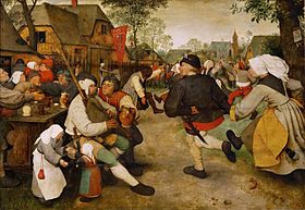 Peasant Dance, c. 1568, oil on wood, by Pieter Brueghel the Elder Pieter Bruegel d. A. 014.jpg