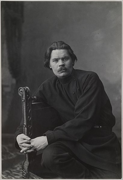 File:Portrait of Maxim Gorky sitting in an armchair wearing a dark shirt. (14541910468).jpg