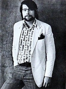 Stephen King (pictured c. 1974), the author of Carrie. Portrait photograph of Stephen King by Alex Gotfryd, c. 1974.jpg