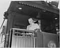 President Harry S. Truman on the rear platform of the presidential train, Bolivar, Missouri. President Truman... - NARA - 199876.jpg