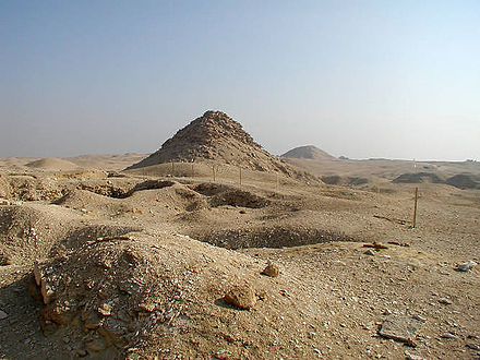 The ruined pyramid of Userkaf at Saqqara