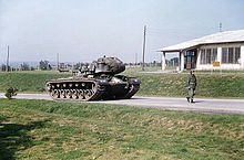 M48A1 mit Turm in Marschstellung 6 Uhr (1956)