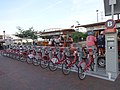 Rental bicycles and rack, downtown