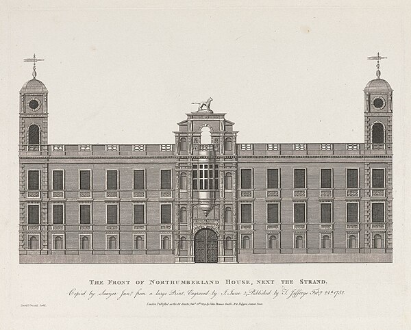 The Front of Northumberland House, next the Strand, 1809