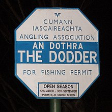 Angling association sign on the riverbank