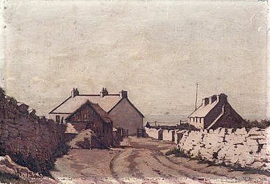 Road to Worms Head Cottage, by John Crawford (fl. 1885), picture in the art collection of the National Library of Wales