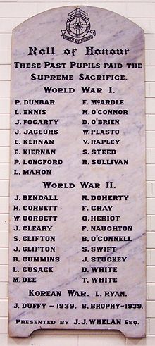 One of five marble boards honouring past student achievers SJCM Roll of Honour.jpg