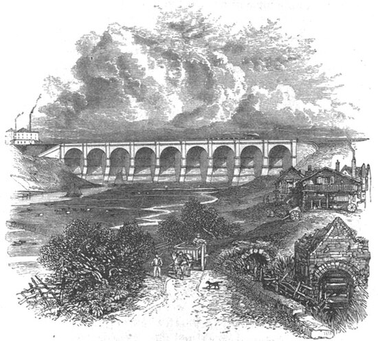 Etching of the Sankey Viaduct, 1868