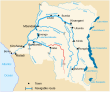 The Sankuru River, in red