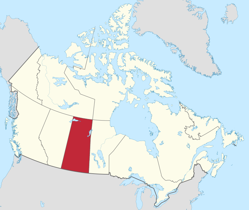 Canadian Provinces and Territories map, saskatchewan highlighted in red
