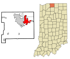 St. Joseph County Indiana Incorporated and Unincorporated areas Mishawaka Highlighted.svg