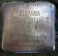 Stumbling blocks Dortmund Wickeder Hellweg 91 Johanna Oppenheimer.jpg