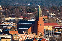 Stora kyrkan sedd från Frösön i mars 2012