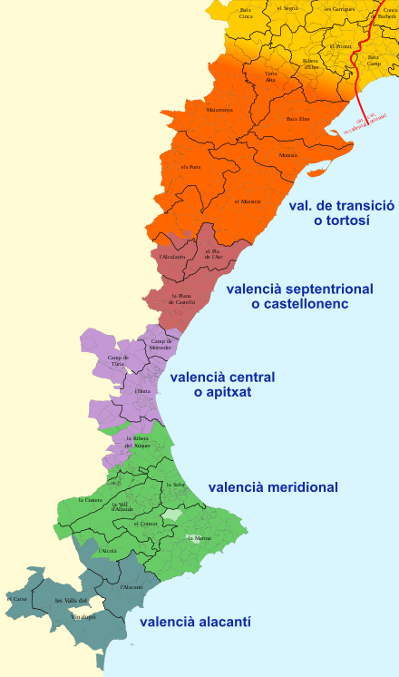 Subdialects of Valencian