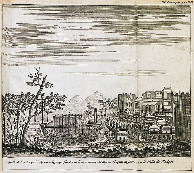 File:Suitte de l'ordre qui s'observe a la pompe funebre de l'enterrement dy Roy de Tunquin en sortant de la ville de Bodego - Tavernier Jean Baptiste - 1692.jpg