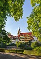 Tübingen - Altstadt - Neckarfront - mittlerer Teil - Ansicht von Plataneninsel (1)