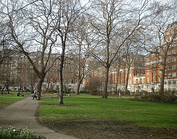 Tavistock Square in Bloomsbury, London, birthplace in 1920 of the Tavistock Clinic
