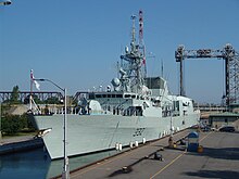 HMCS Ville de Québec in the St. Lambert Lock.