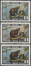 Sello de la Unión Soviética 1961 CPA 2536 (Castor euroasiático) (Variaciones de color).jpg