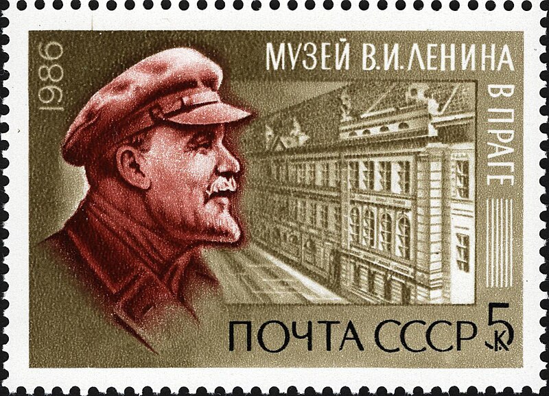 File:The Soviet Union 1986 CPA 5718 stamp (Portrait of Lenin based on etching of Piotr Belousov (1960), Muzeum Lenina in Prague, Czechia).jpg