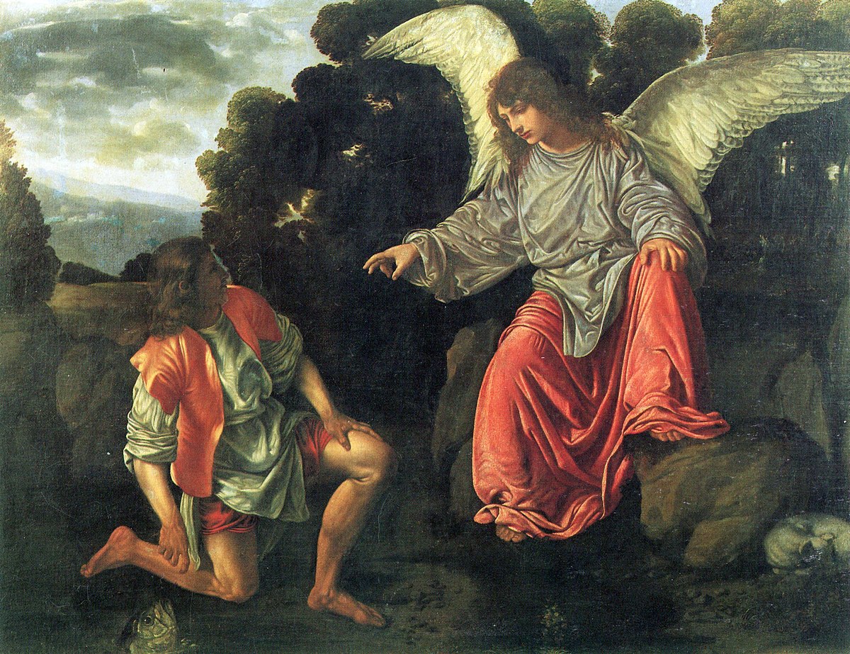 Holzperlen braun RE 1013 Rosenkranz Schutzengel Heiliger Raphael mit Tobias