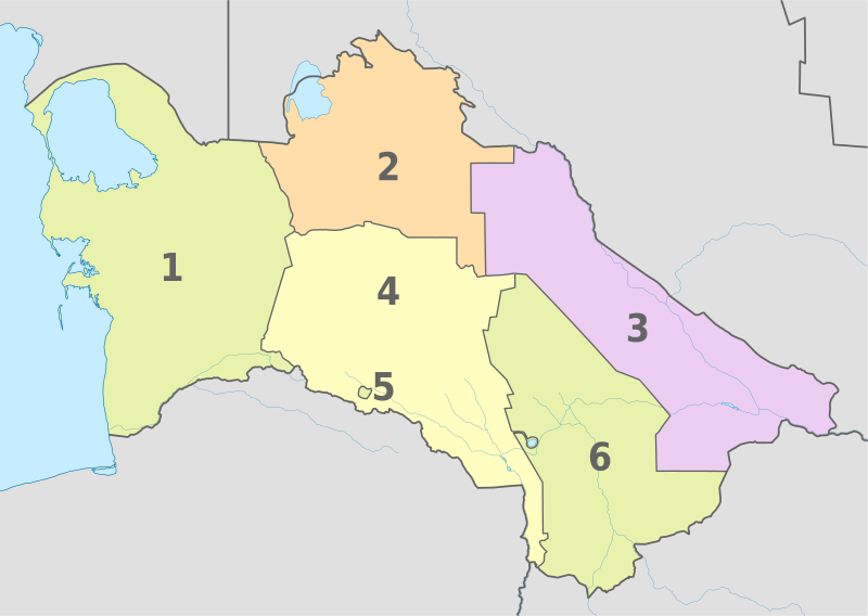 File:Turkmenistan, administrative divisions - Nmbrs - colored.svg