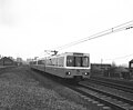 The view west from the end of the island platform to Metrocar No. 4007, which forms the front half of a train that is about to arrive at Platform 1 bound for Heworth 20 March 1982