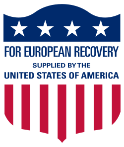 The labeling used on aid packages created and sent under the Marshall Plan. US-MarshallPlanAid-Logo.svg