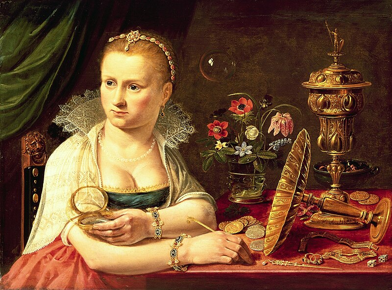 File:Vanitas painting, selfportrait most probably Clara Peeters.jpg