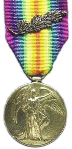 A Victory Medal 1914–18 with Mention in Despatches (copy British) oak leaf spray