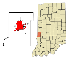 Vigo County Indiana Incorporated and Unincorporated areas Terre Haute Highlighted.svg