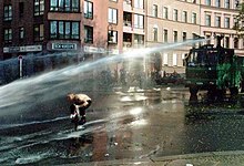 Water cannon during a riot in Germany, 2001 Wasserwerfer.jpg