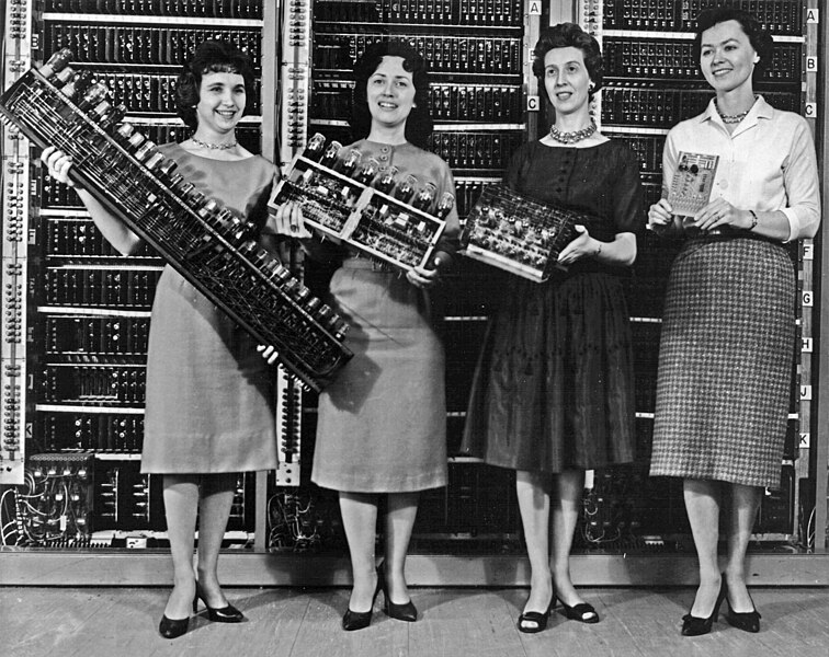 File:Women holding parts of the first four Army computers.jpg
