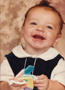 An infant in a common baby picture